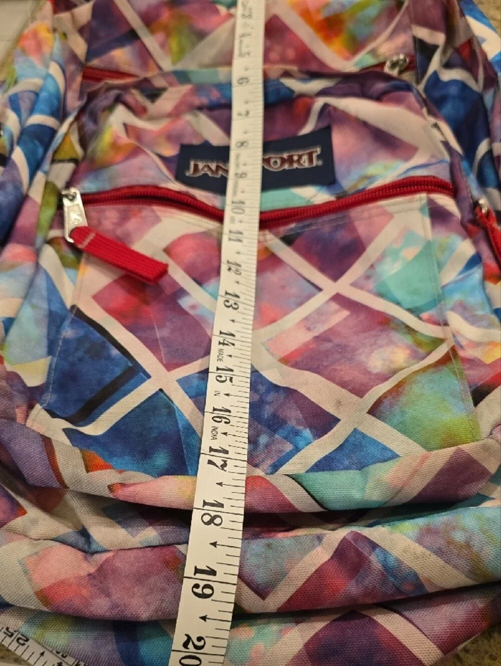 Jansport Pink Multi Geometric Print Backpack